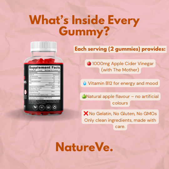 Apple Cider Vinegar Gummies with Vitamin B12 60 by NatureVe