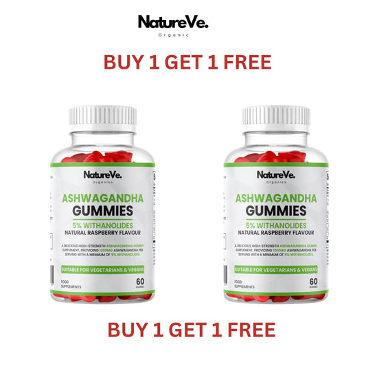Ashwagandha Gummies 600mg Natural Raspberry Flavour 60 Vegan Buy 1 Get 1 Free