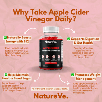 Apple Cider Vinegar Gummies with Vitamin B12 60 by NatureVe